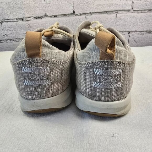 WOMENS TOMS CABRILLO LACE UP CANVAS SNEAKER GRAY WITH LEATHER ACCENT SIZE 8.5 - Picture 6 of 8